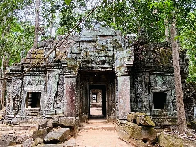 ancient stone temple ruins in the jungle of Cambodia